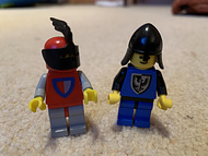 Two classic castle minifig designs - original on the left, falcon knights on the right