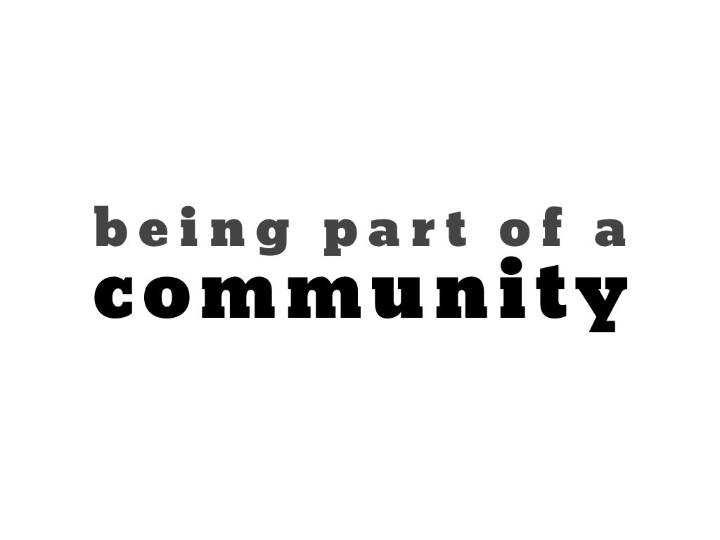 Being part of a community”, text: Being part of a community