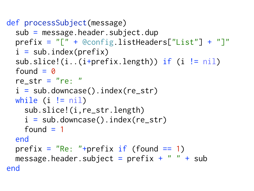 A snipped of code that shows the processSubject method; code: https://gist.github.com/h-lame/1f032a1f8181fe220d6f1c2c4d98f64e#file-slide-18-processsubject-rb