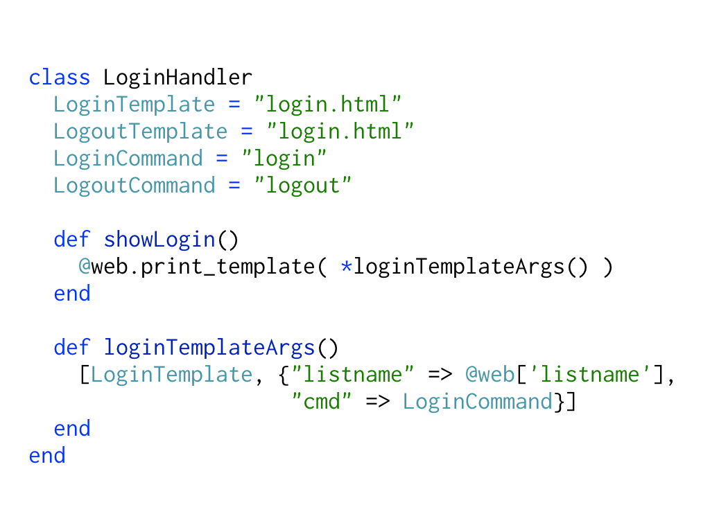 A fragment of the LoginHandler; code: https://gist.github.com/h-lame/1f032a1f8181fe220d6f1c2c4d98f64e#file-slide-35-loginhandler-rb