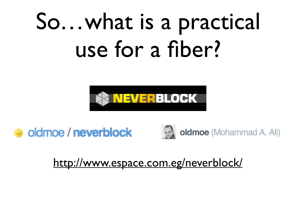 Screenshots of actual projects that use fibers, text: So…what is a practical use for a fiber?